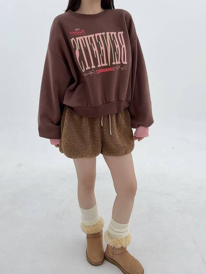 12A102 鬆緊腰羔羊毛短褲