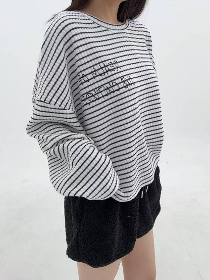 12A104 舒服棉橫條紋寬T