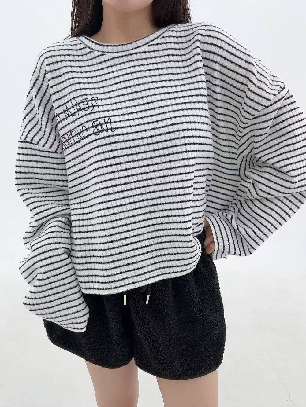 12A104 舒服棉橫條紋寬T