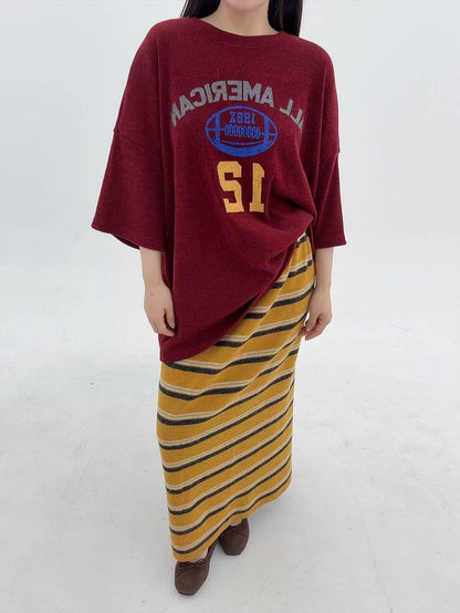 12A108 橄欖球針織短袖寬T