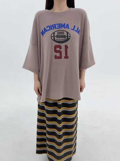 12A108 橄欖球針織短袖寬T