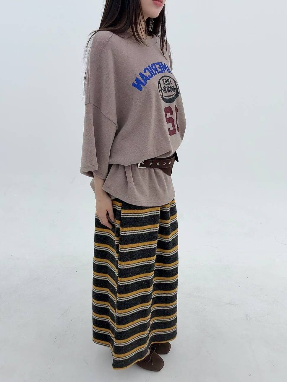 12A108 橄欖球針織短袖寬T