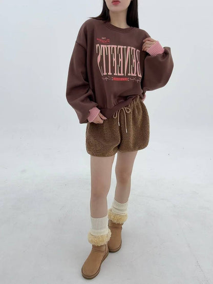 12A102 鬆緊腰羔羊毛短褲