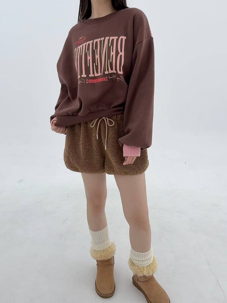 12A101 背後異材質配色大學T(內磨毛)