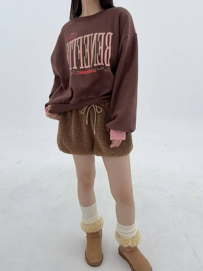 12A101 背後異材質配色大學T(內磨毛)