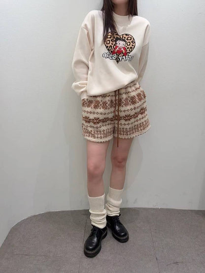 12A109 豹紋貝蒂大學T(內磨毛)