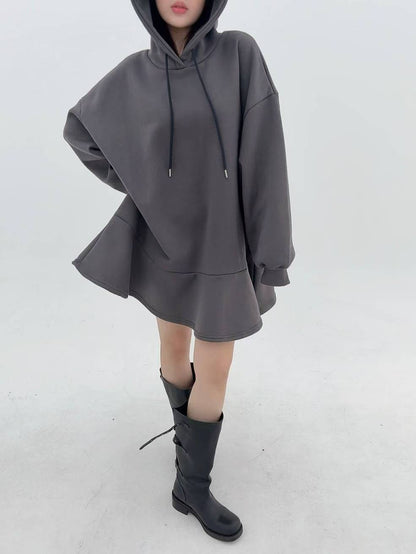 12A110 下荷葉洋裝帽T(內磨毛)