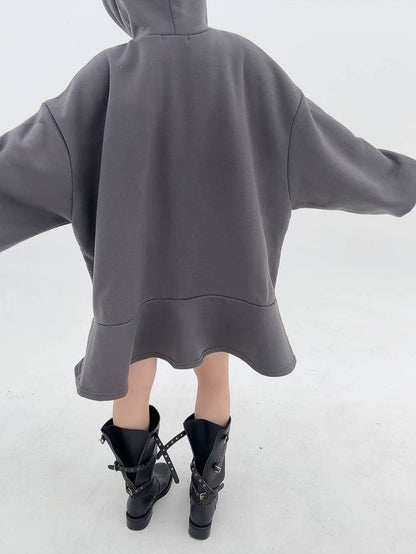 12A110 下荷葉洋裝帽T(內磨毛)