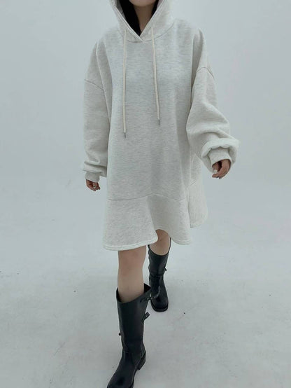 12A110 下荷葉洋裝帽T(內磨毛)