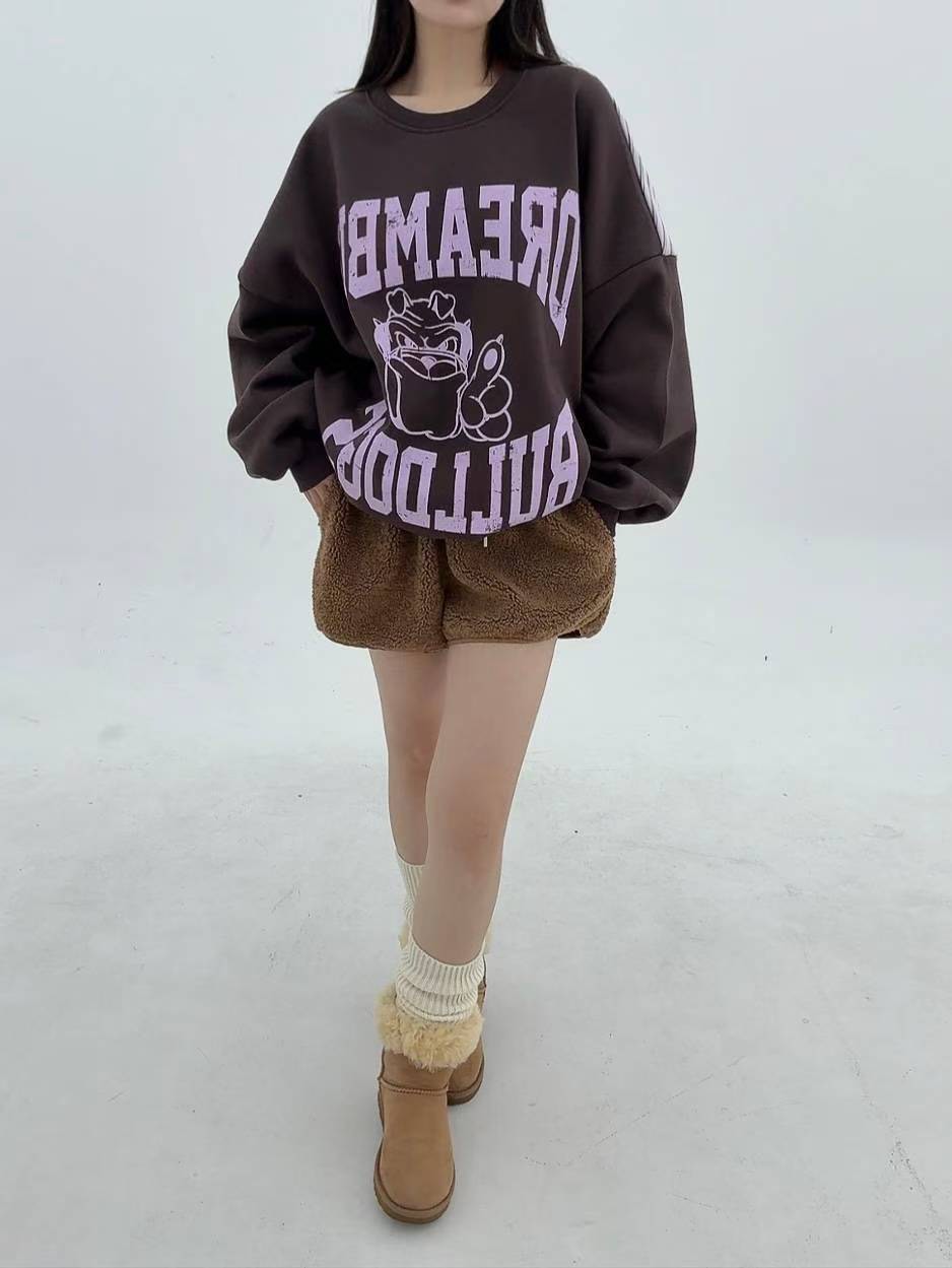 12A111 後橫條長版大學T(內磨毛)