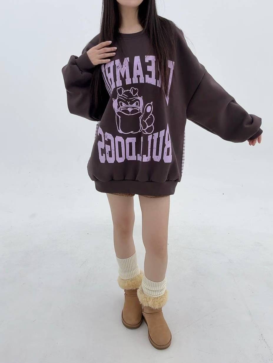 12A111 後橫條長版大學T(內磨毛)