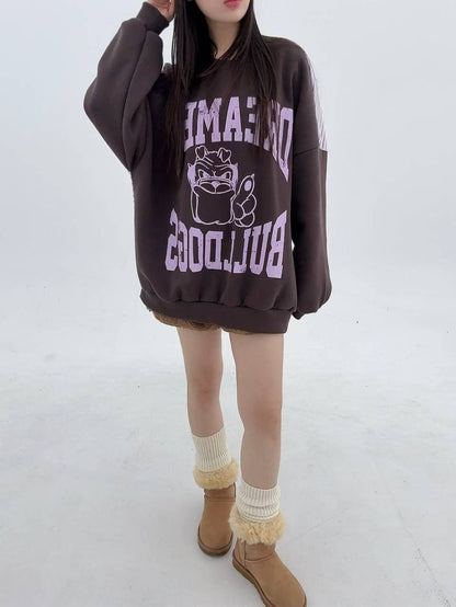 12A111 後橫條長版大學T(內磨毛)