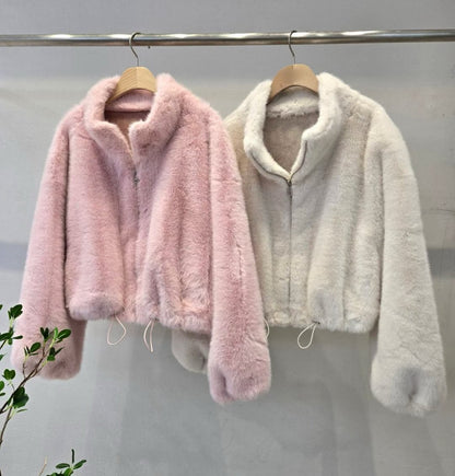 12A209 短版拉鍊皮草外套