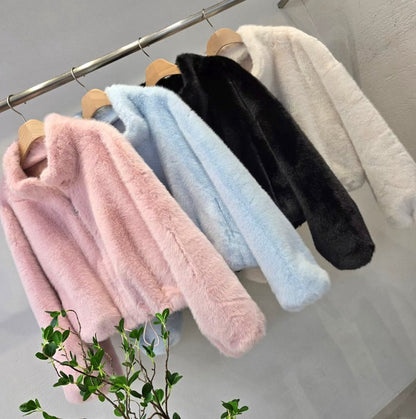 12A209 短版拉鍊皮草外套