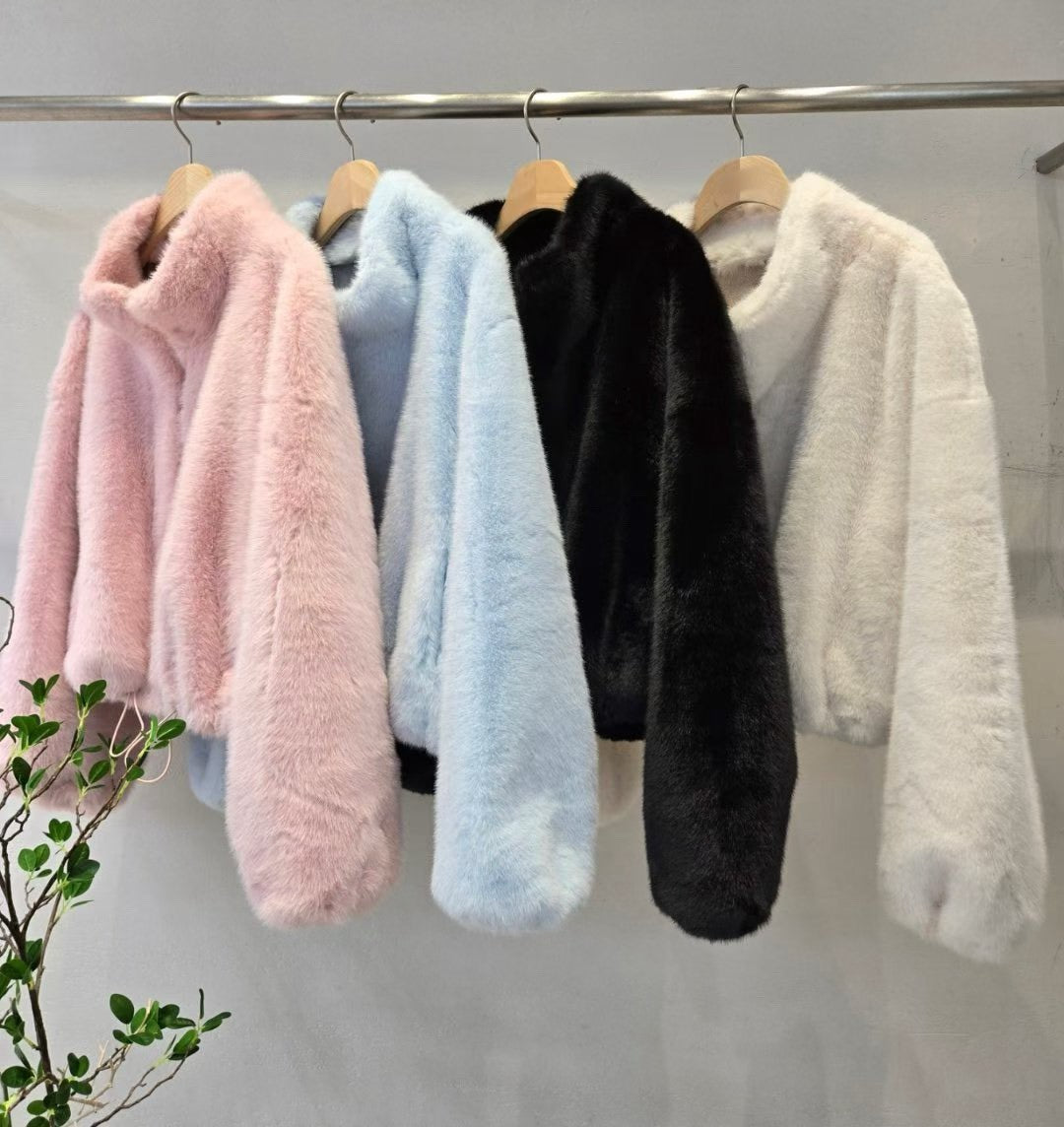 12A209 短版拉鍊皮草外套