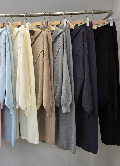 12A202 針織短袖+鬆緊腰長褲+連帽外套