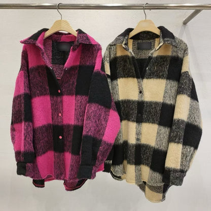 12A203 毛料格紋長版襯衫外套