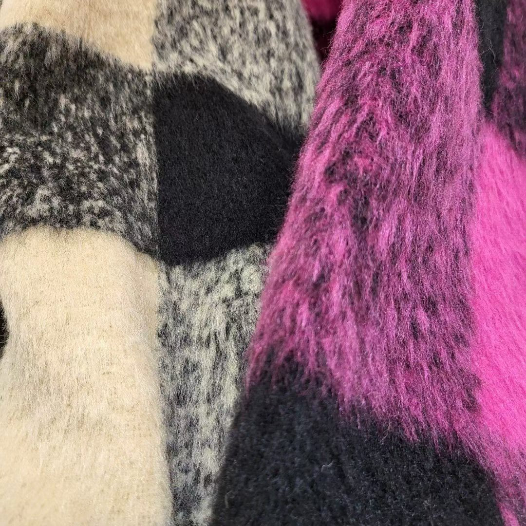 12A203 毛料格紋長版襯衫外套