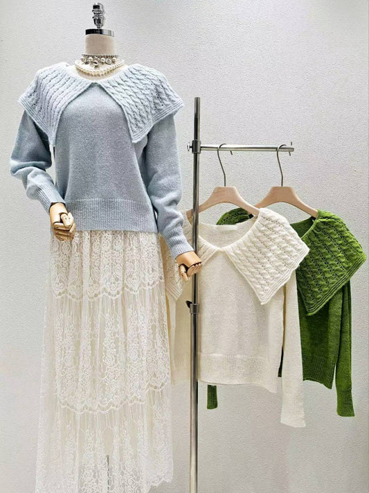 12B214 混色大翻領毛衣