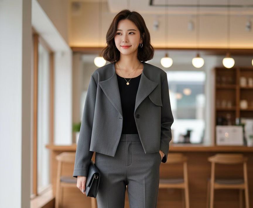 12C101 開襟西裝布短版外套