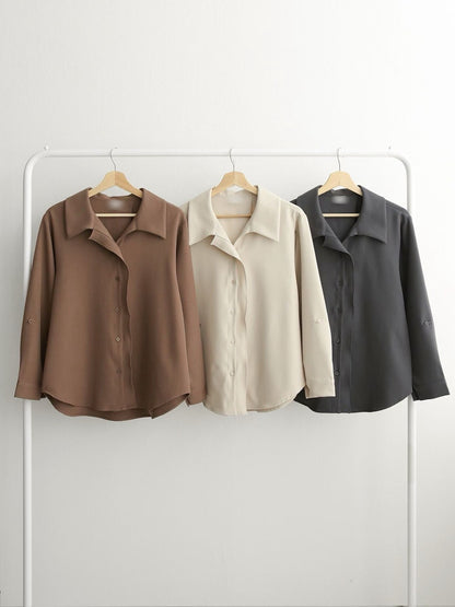 12C105 雙層排扣雪紡襯衫