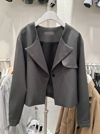 12C101 開襟西裝布短版外套
