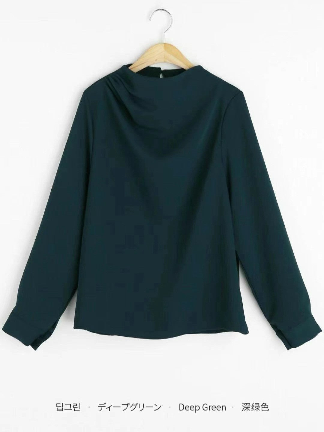 12C106 立領肩抓褶雪紡上衣