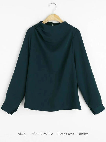 12C106 立領肩抓褶雪紡上衣