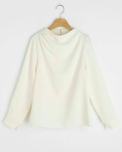 12C106 立領肩抓褶雪紡上衣