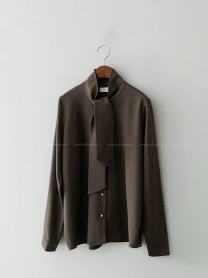 12C113 領巾金釦雪紡上衣