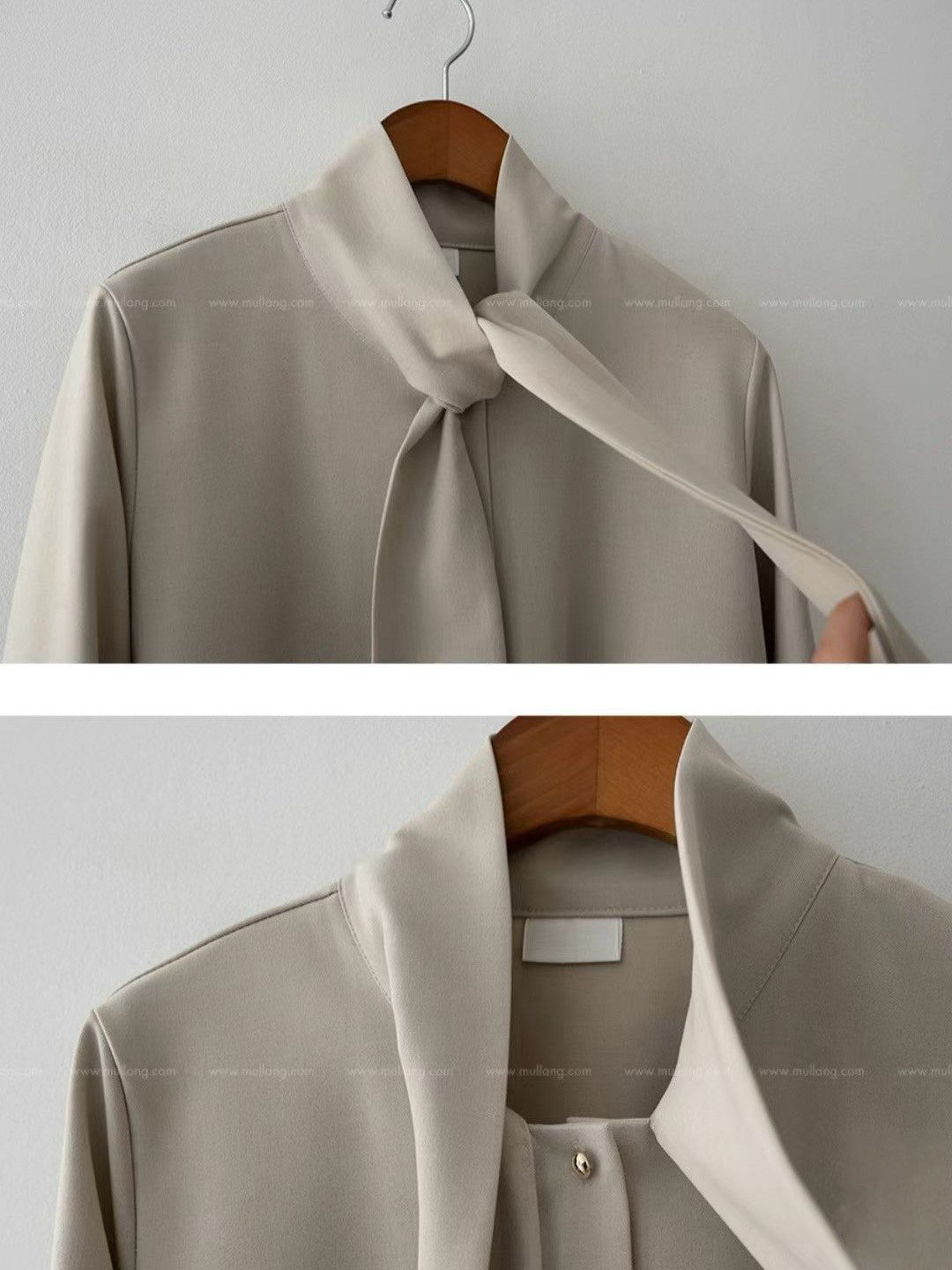 12C113 領巾金釦雪紡上衣