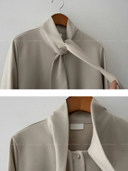 12C113 領巾金釦雪紡上衣