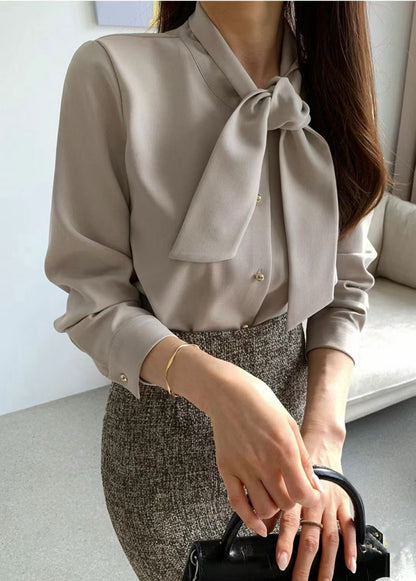 12C113 領巾金釦雪紡上衣