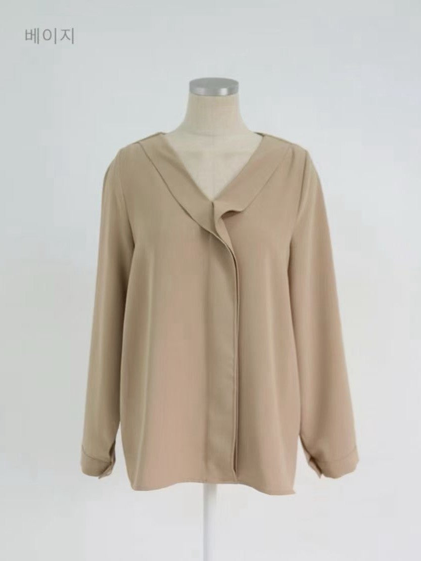 12C117 反摺V領雪紡上衣