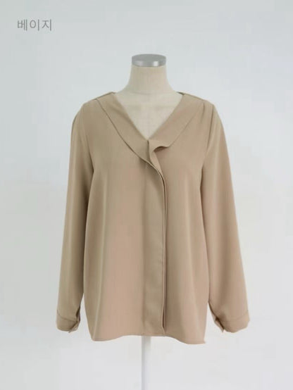 12C117 反摺V領雪紡上衣