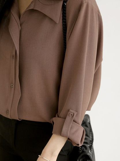 12C105 雙層排扣雪紡襯衫