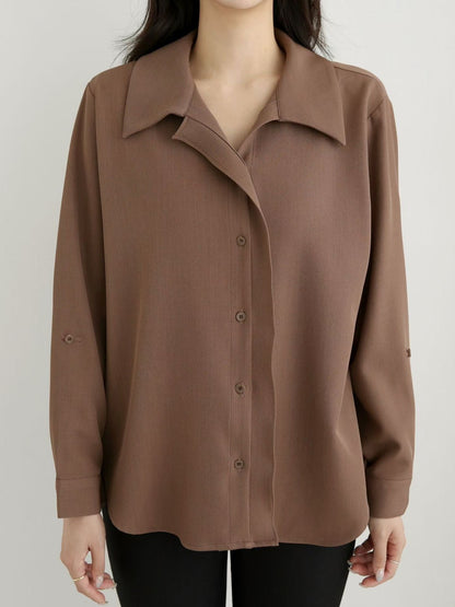 12C105 雙層排扣雪紡襯衫