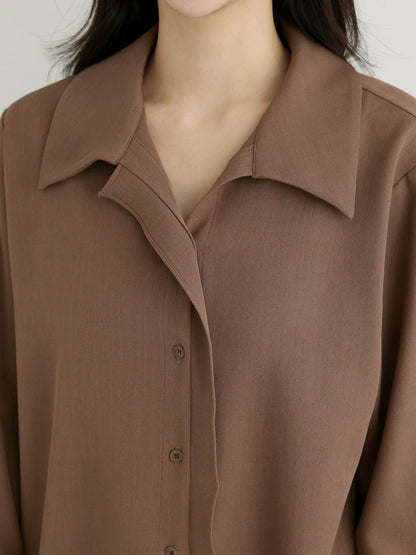 12C105 雙層排扣雪紡襯衫