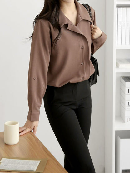 12C105 雙層排扣雪紡襯衫