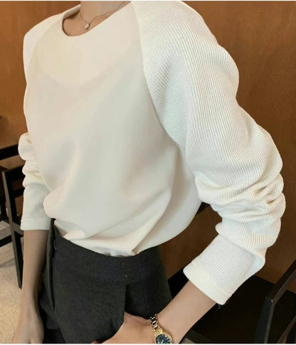 12C103 異材質接袖雪紡上衣