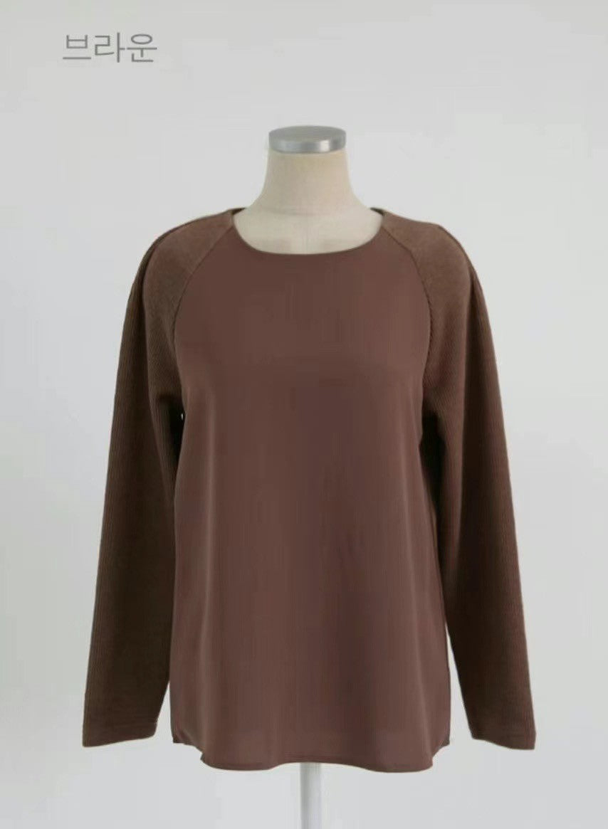 12C103 異材質接袖雪紡上衣