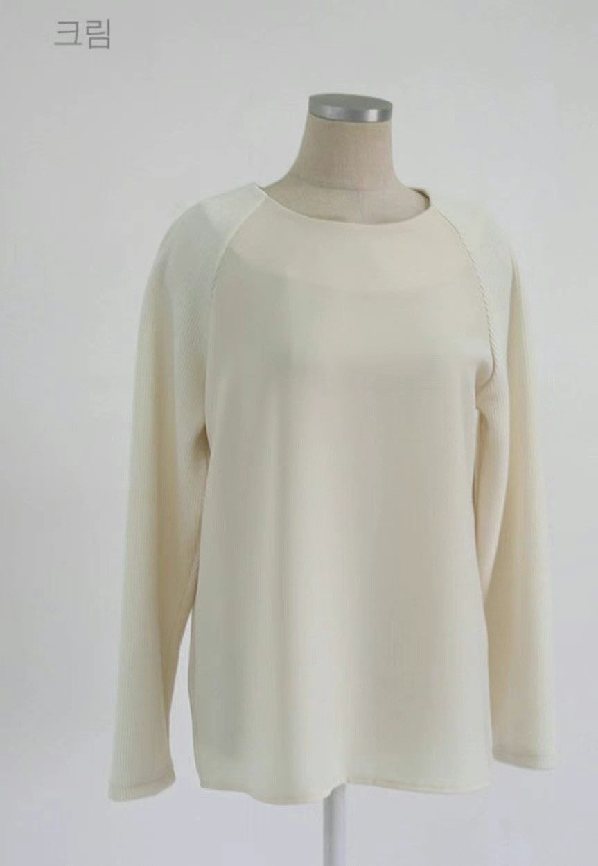 12C103 異材質接袖雪紡上衣