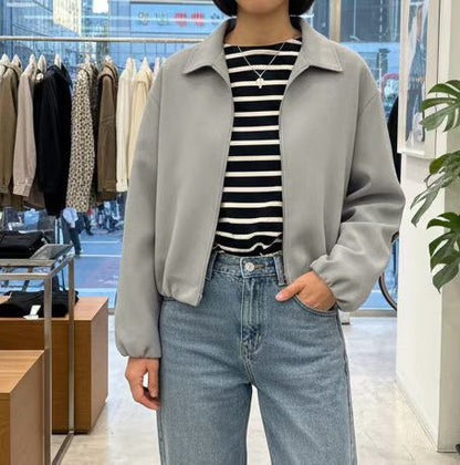 12C107 領子挺西裝料拉鍊外套