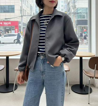 12C107 領子挺西裝料拉鍊外套