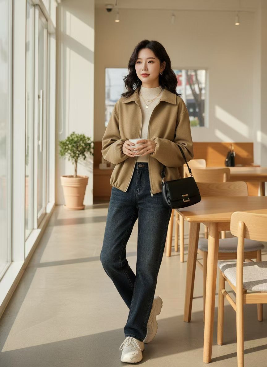 12C107 領子挺西裝料拉鍊外套