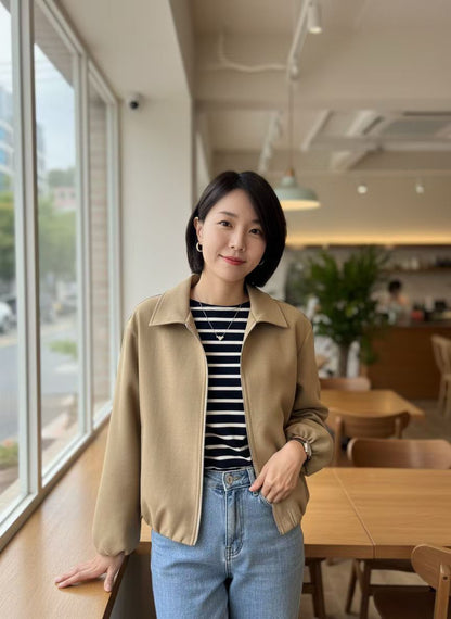 12C107 領子挺西裝料拉鍊外套