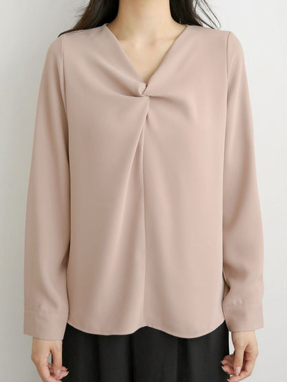 12C109 前襟抓褶V領雪紡上衣