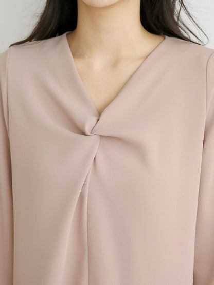 12C109 前襟抓褶V領雪紡上衣