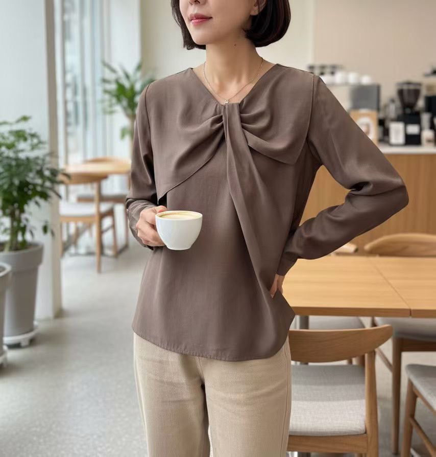 12C110 側蝴蝶結領雪紡上衣