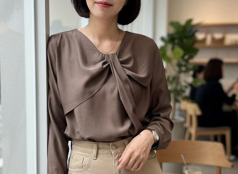 12C110 側蝴蝶結領雪紡上衣